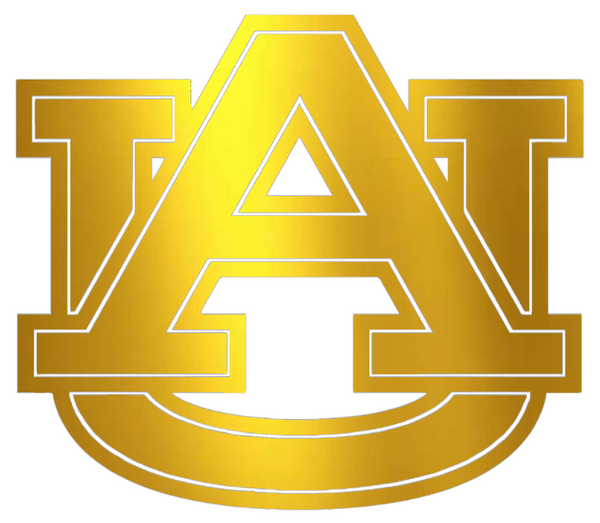 Auburn Tigers GOLD CHROME MIRROR Team Logo Premium DieCut Vinyl Decal PICK SIZE
