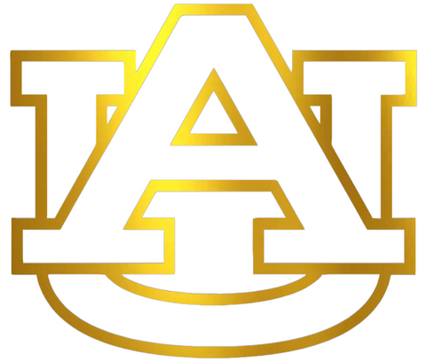 Auburn Tigers GOLD CHROME MIRROR Team Logo Premium DieCut Vinyl Decal PICK SIZE