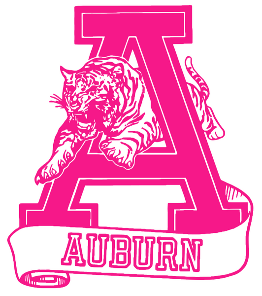 Auburn Tigers Hot Pink Retro Throwback Logo Premium DieCut Vinyl Decal PICK SIZE