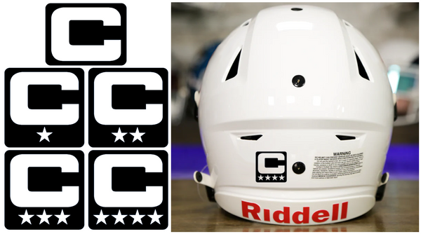 Captain Patch Jersey C Style BLACK Football Helmet Decal - Perfect for Adult & Youth Full Size Football Helmets