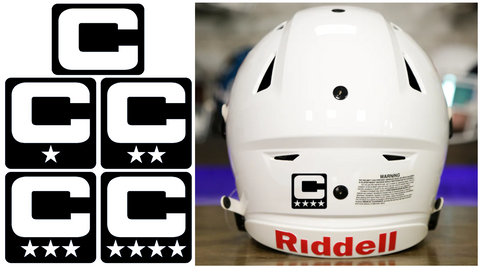 Captain Patch Jersey C Style BLACK Football Helmet Decal - Perfect for Adult & Youth Full Size Football Helmets