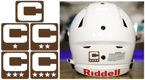 Captain Patch Jersey C Style BROWN Football Helmet Decal - Perfect for Adult & Youth Full Size Football Helmets