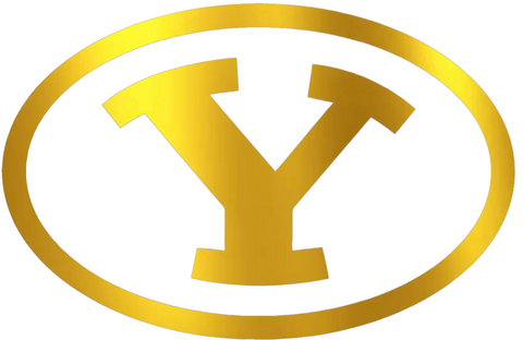BYU Cougars GOLD CHROME MIRROR Alternate Team Logo Premium DieCut Vinyl Decal PICK SIZE