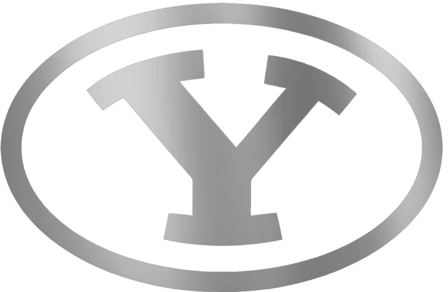 BYU Cougars SILVER CHROME MIRROR Alternate Team Logo Premium DieCut Vinyl Decal PICK SIZE
