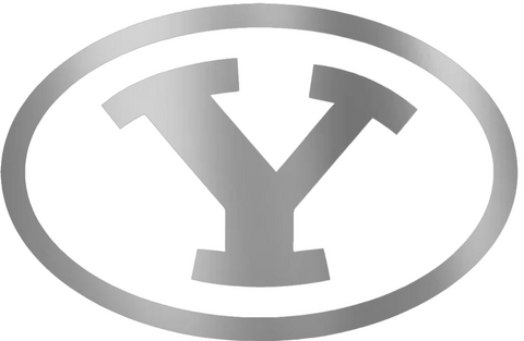BYU Cougars SILVER CHROME MIRROR Alternate Team Logo Premium DieCut Vinyl Decal PICK SIZE