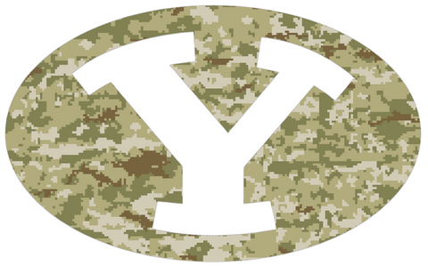 BYU Brigham Young Cougars Team Logo Salute to Service Camouflage Camo Vinyl Decal PICK SIZE