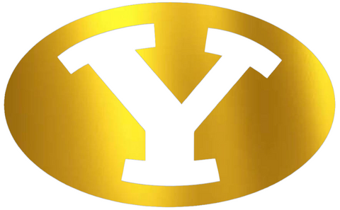 BYU Cougars GOLD CHROME MIRROR Team Logo Premium DieCut Vinyl Decal PICK SIZE