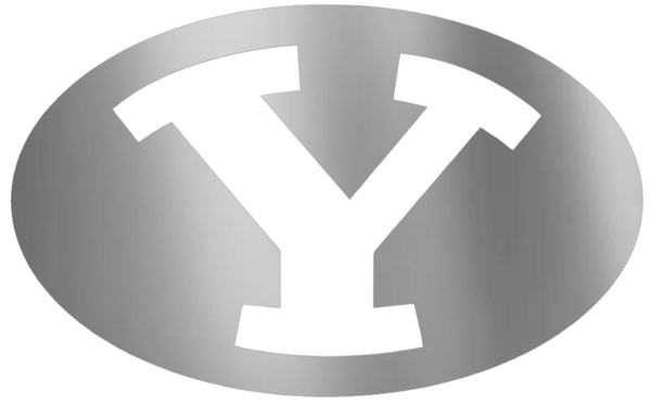 BYU Cougars SILVER CHROME MIRROR Team Logo Premium DieCut Vinyl Decal PICK SIZE