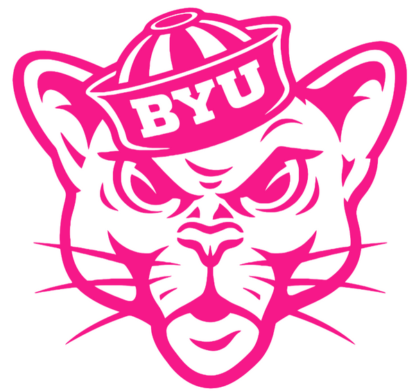 BYU Cougars HOT PINK Mascot Logo Premium DieCut Vinyl Decal PICK SIZE