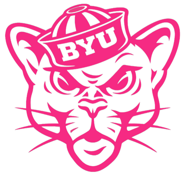 BYU Cougars HOT PINK Mascot Logo Premium DieCut Vinyl Decal PICK SIZE