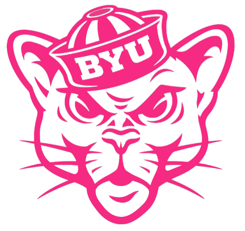BYU Cougars HOT PINK Mascot Logo Premium DieCut Vinyl Decal PICK SIZE