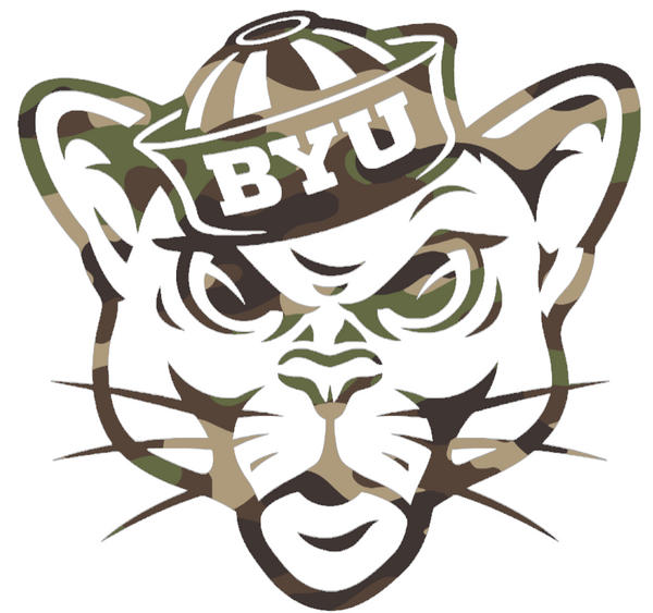 BYU Cougars Woodland Camo Camouflage Mascot Logo Premium DieCut Vinyl Decal PICK SIZE