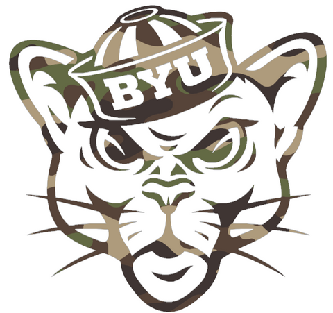 BYU Cougars Woodland Camo Camouflage Mascot Logo Premium DieCut Vinyl Decal PICK SIZE