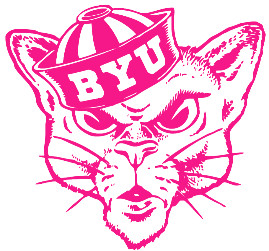 BYU Brigham Young Cougars Hot Pink Retro Throwback Logo Premium DieCut Vinyl Decal PICK SIZE