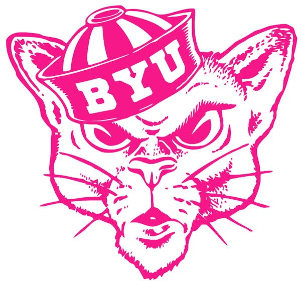 BYU Brigham Young Cougars Hot Pink Retro Throwback Logo Premium DieCut Vinyl Decal PICK SIZE