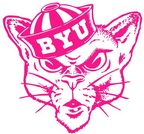 BYU Brigham Young Cougars Hot Pink Retro Throwback Logo Premium DieCut Vinyl Decal PICK SIZE
