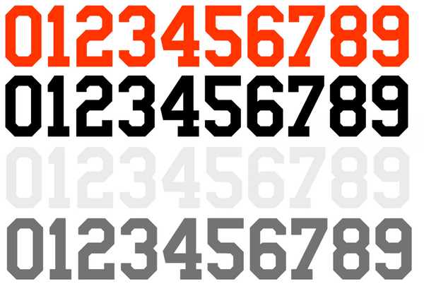 Baltimore Orioles Baseball Helmet Jersey Style Vinyl Number Decal Sheet Set of 50 #0-9 - Pick Color & Size