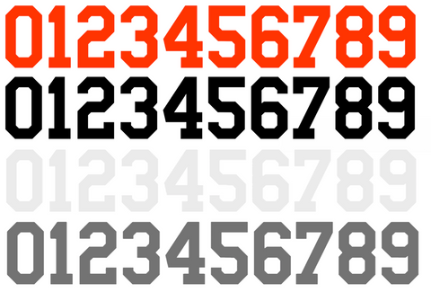 Baltimore Orioles Baseball Helmet Jersey Style Vinyl Number Decal Sheet Set of 50 #0-9 - Pick Color & Size