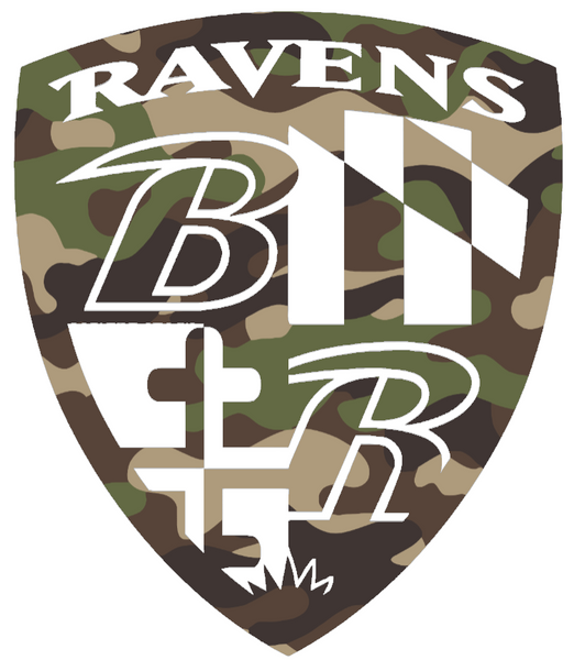 Baltimore Ravens Woodland Camo Camouflage Crest Logo Premium DieCut Vinyl Decal PICK SIZE