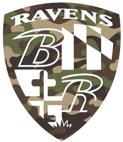 Baltimore Ravens Woodland Camo Camouflage Crest Logo Premium DieCut Vinyl Decal PICK SIZE