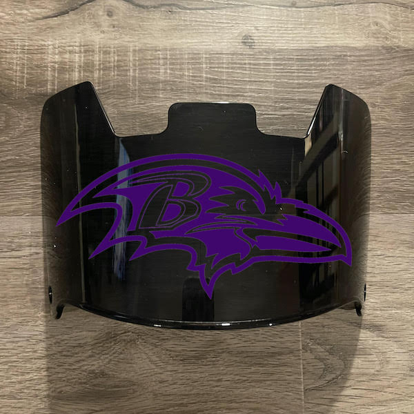 Baltimore Ravens Full Size Football Helmet Visor Shield Black Dark Tint w/ Clips - PICK LOGO COLOR