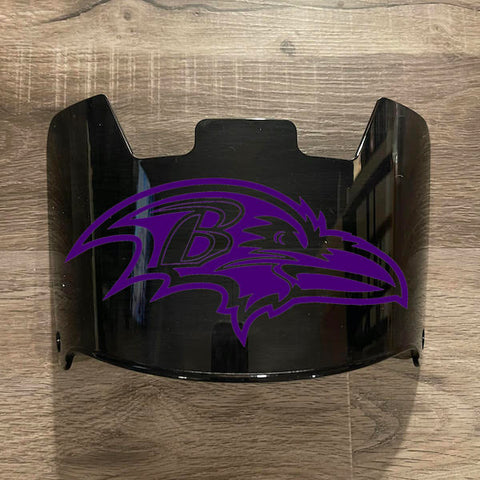 Baltimore Ravens Full Size Football Helmet Visor Shield Black Dark Tint w/ Clips - PICK LOGO COLOR