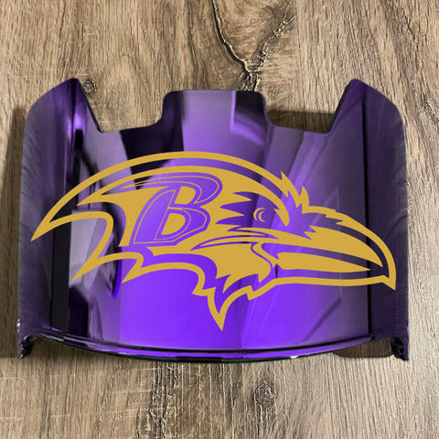 Baltimore Ravens Full Size Football Helmet Visor Shield Purple Iridium Mirror w/ Clips - PICK LOGO COLOR