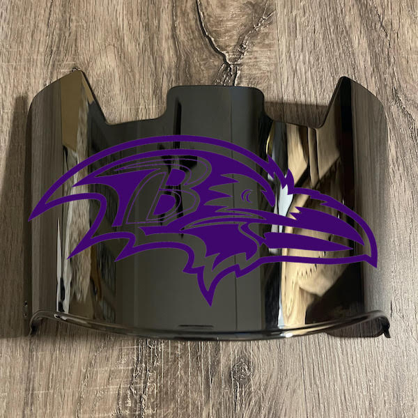 Baltimore Ravens Full Size Football Helmet Visor Shield Silver Chrome Mirror w/ Clips - PICK LOGO COLOR