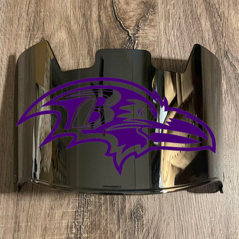 Baltimore Ravens Full Size Football Helmet Visor Shield Silver Chrome Mirror w/ Clips - PICK LOGO COLOR