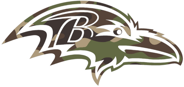 Baltimore Ravens Woodland Camo Camouflage Team Logo Premium DieCut Vinyl Decal PICK SIZE