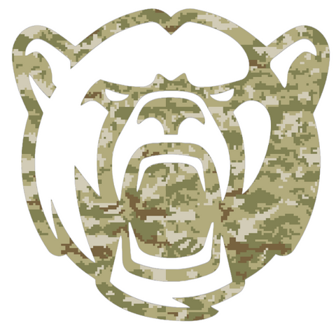 Baylor Bears Mascot Logo Salute to Service Camouflage Camo Vinyl Decal PICK SIZE