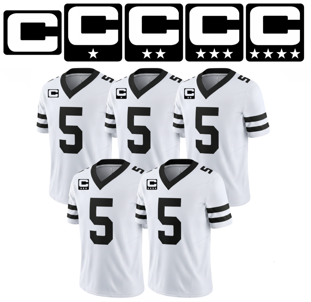 Black Captain C w/ Stars Thermal Iron On - Football Jersey Patch Style Premium DTF Iron On