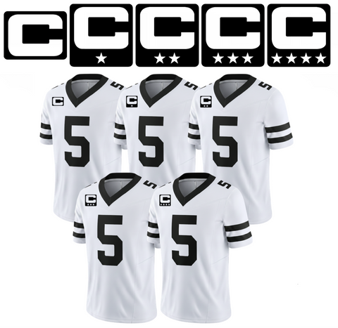 Black Captain C w/ Stars Thermal Iron On - Football Jersey Patch Style Premium DTF Iron On