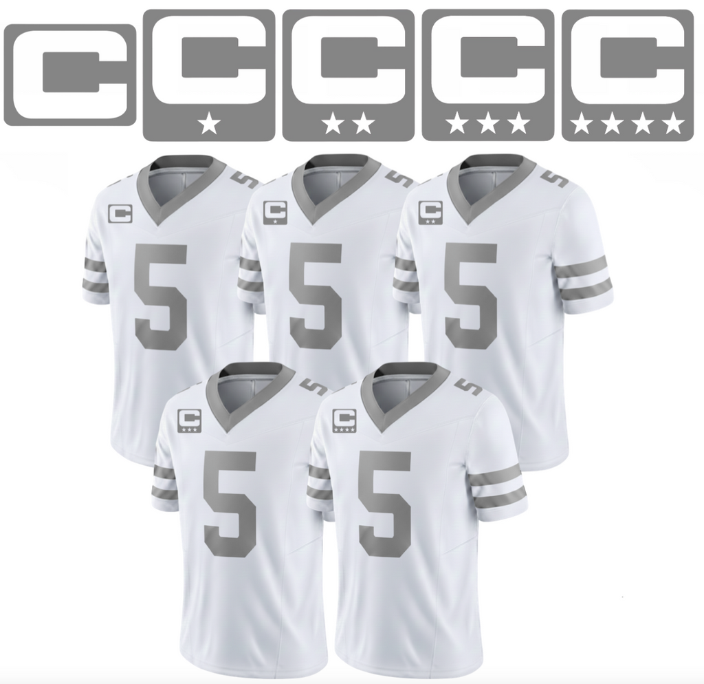 Gray Captain C w/ Stars Thermal Iron On - Football Jersey Patch Style Premium DTF Iron On