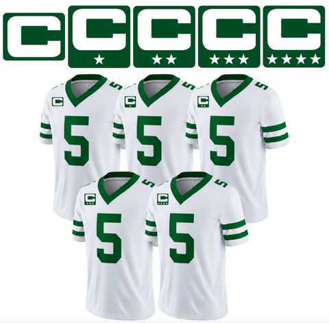 Green Captain C w/ Stars Thermal Iron On - Football Jersey Patch Style Premium DTF Iron On