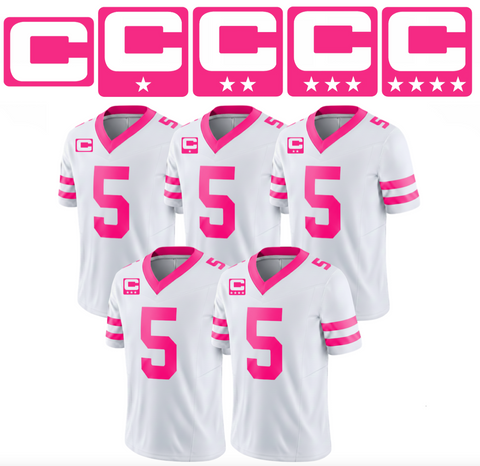 Hot Pink Captain C w/ Stars Thermal Iron On - Football Jersey Patch Style Premium DTF Iron On