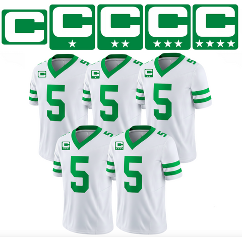 Kelly Green Captain C w/ Stars Thermal Iron On - Football Jersey Patch Style Premium DTF Iron On