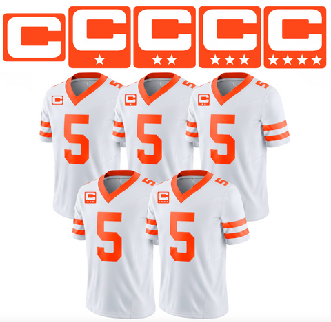 Orange Captain C w/ Stars Thermal Iron On - Football Jersey Patch Style Premium DTF Iron On