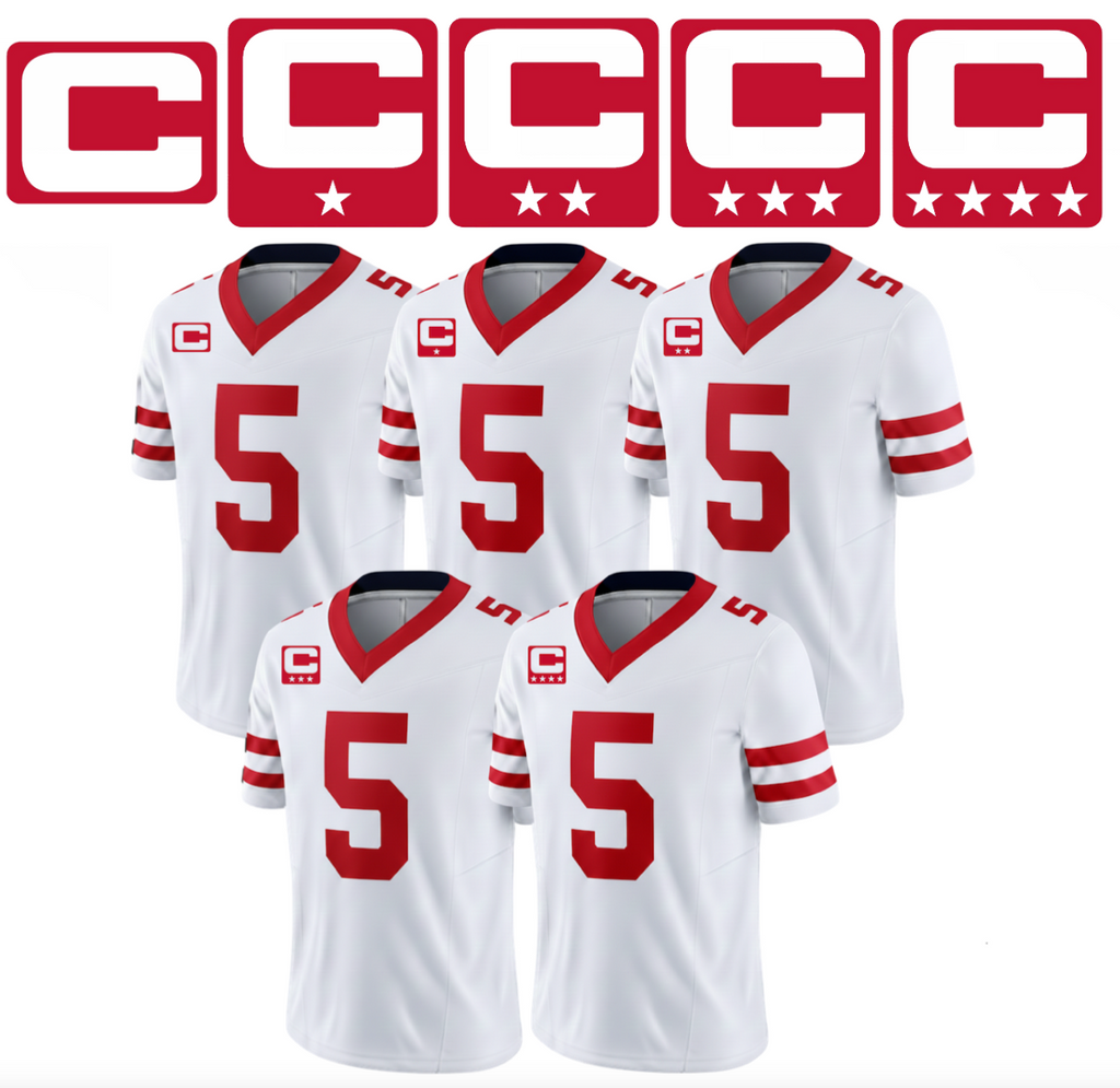 Red Captain C w/ Stars Thermal Iron On - Football Jersey Patch Style Premium DTF Iron On