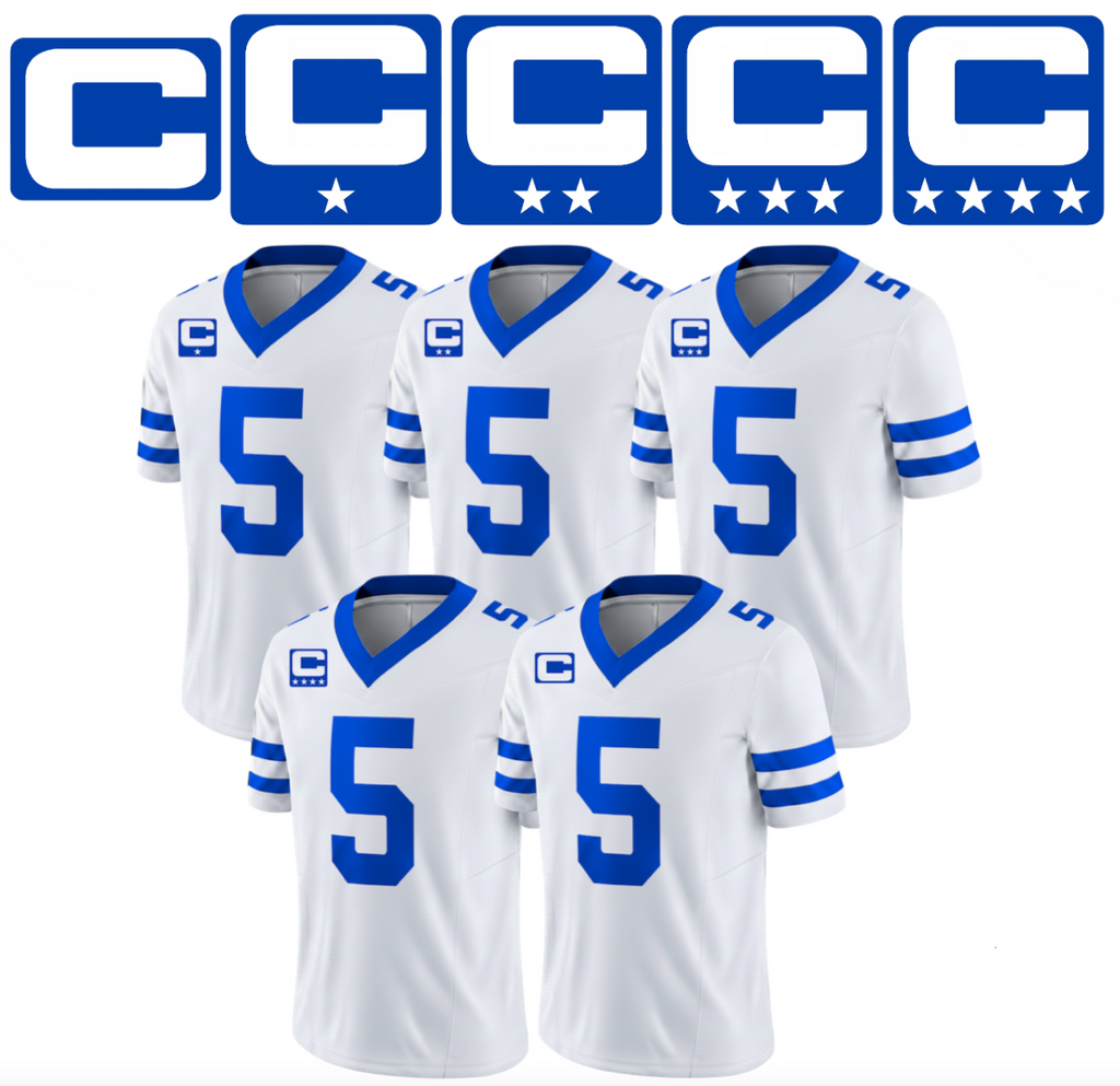 Royal Blue Captain C w/ Stars Thermal Iron On - Football Jersey Patch Style Premium DTF Iron On