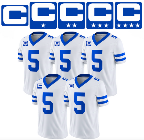 Royal Blue Captain C w/ Stars Thermal Iron On - Football Jersey Patch Style Premium DTF Iron On
