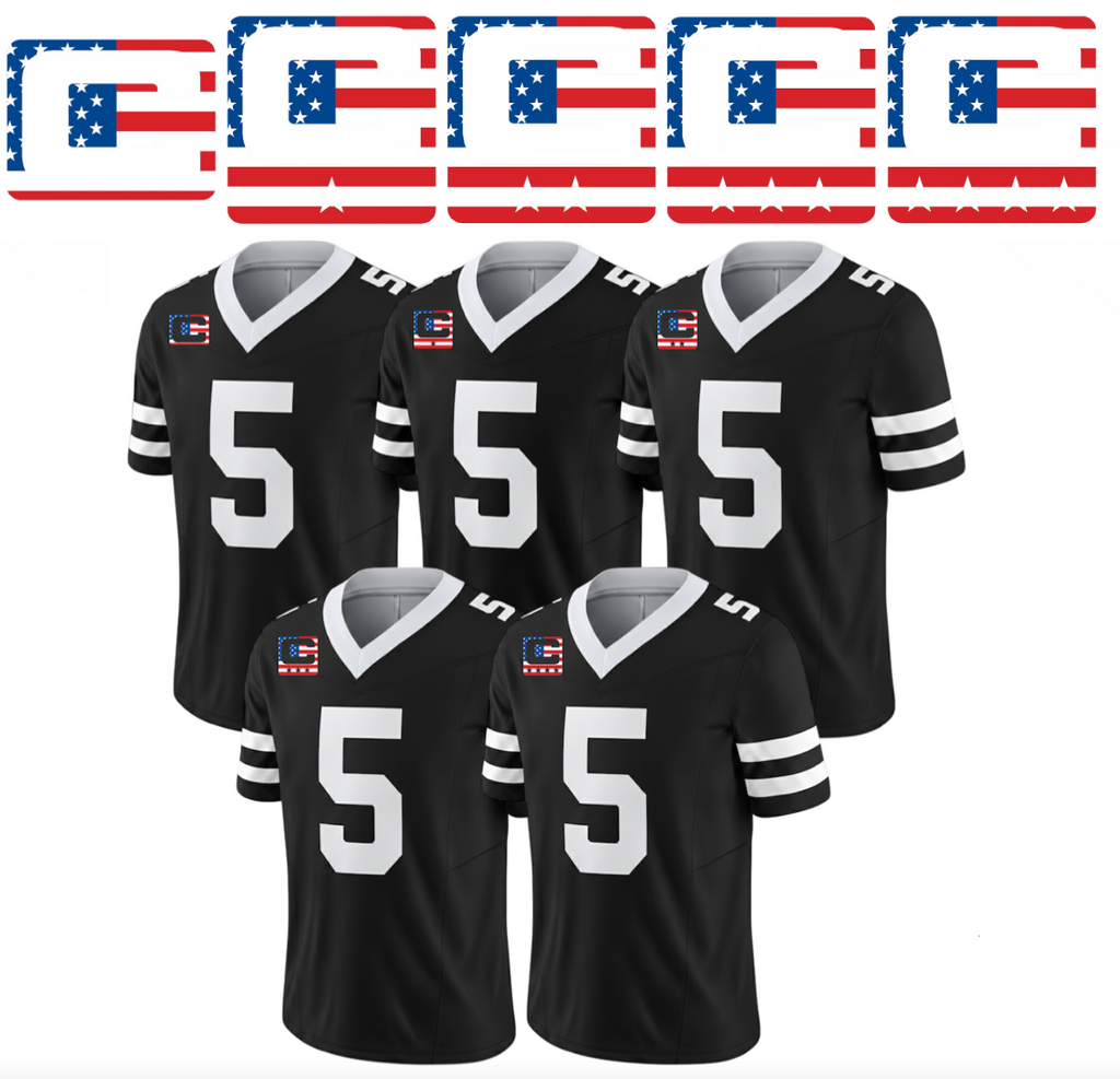 USA Flag Stars & Stripes Captain C w/ Stars Thermal Iron On - Football Jersey Patch Style Premium DTF Iron On
