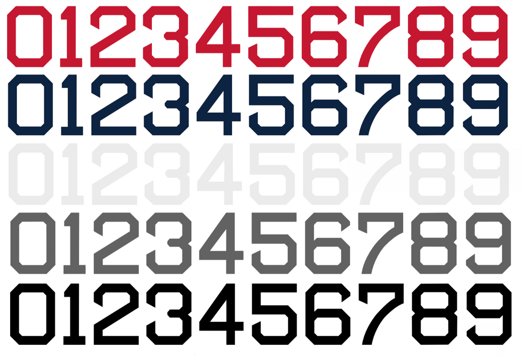 Boston Red Sox Baseball Helmet Jersey Style Vinyl Number Decal Sheet Set of 50 #0-9 - Pick Color & Size