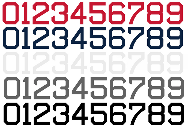 Boston Red Sox Baseball Helmet Jersey Style Vinyl Number Decal Sheet Set of 50 #0-9 - Pick Color & Size