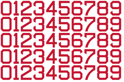 Boston Red Sox Baseball Helmet Jersey Style Vinyl Number Decal Sheet Set of 50 #0-9 - Pick Color & Size