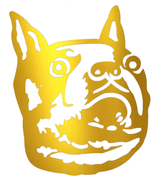 Boston University Terriers GOLD CHROME MIRROR Retro Throwback Logo Premium DieCut Vinyl Decal PICK SIZE