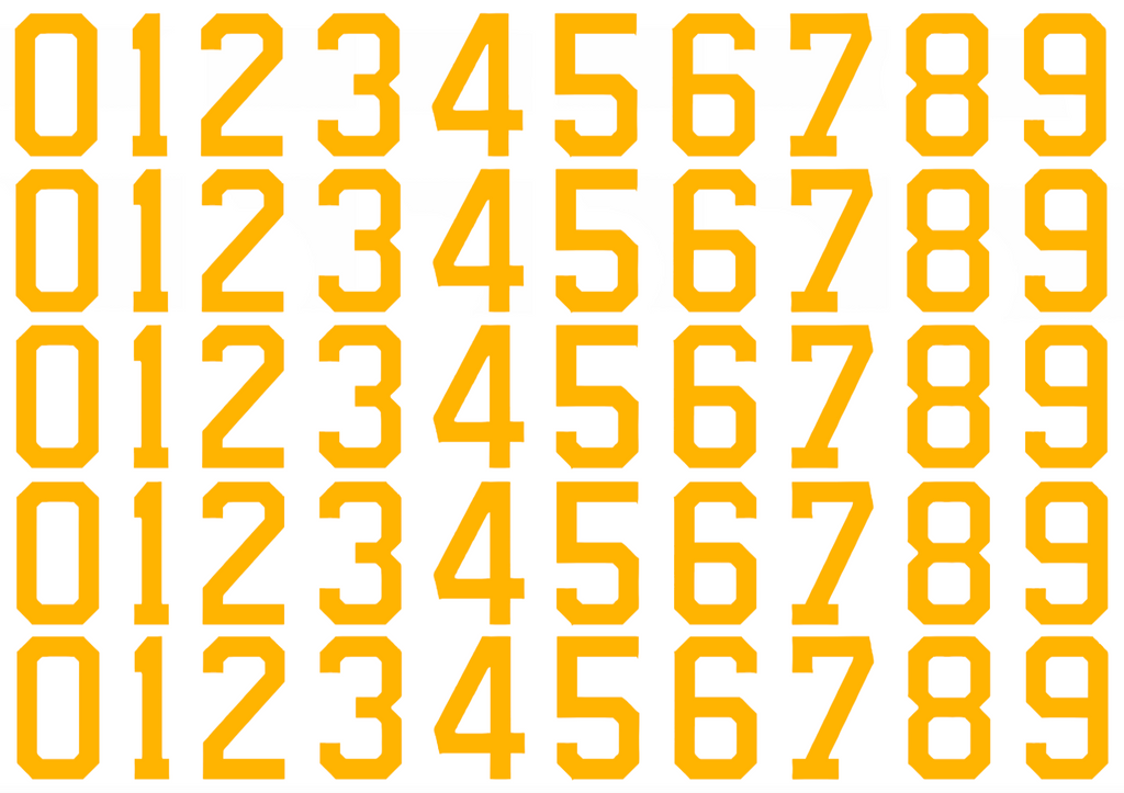 Boston Bruins Helmet Jersey Style Vinyl Number Decal Sheet Set of 50 #0-9 - Pick Color & Size