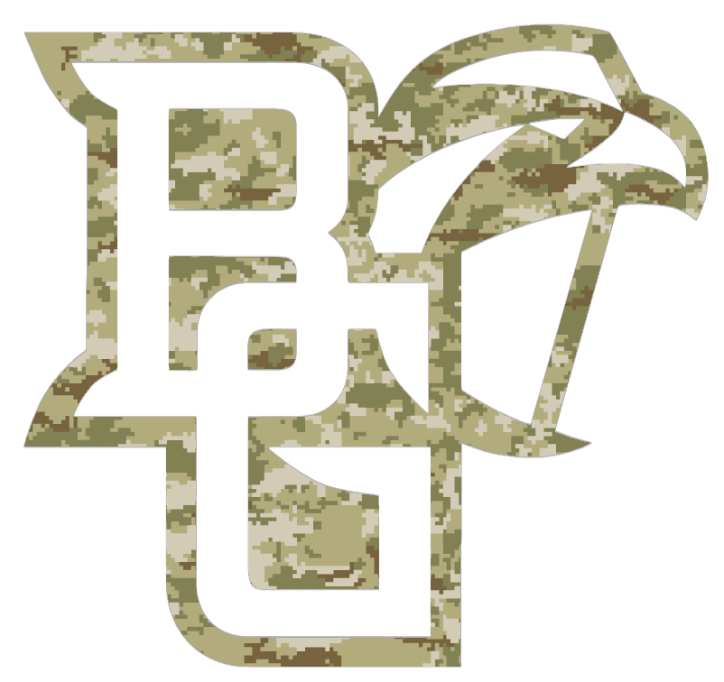 Bowling Green Falcons Team Logo Salute to Service Camouflage Camo Vinyl Decal PICK SIZE