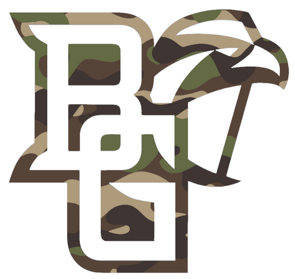 Bowling Green Falcons Woodland Camo Camouflage Team Logo Premium DieCut Vinyl Decal PICK SIZE