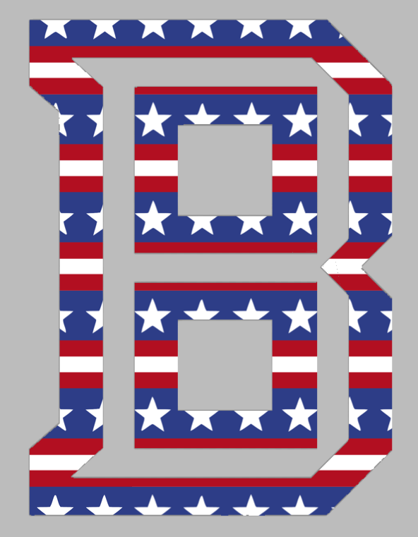 Bradley Braves Alternate B Logo Stars & Stripes USA American Flag Vinyl Decal PICK SIZE